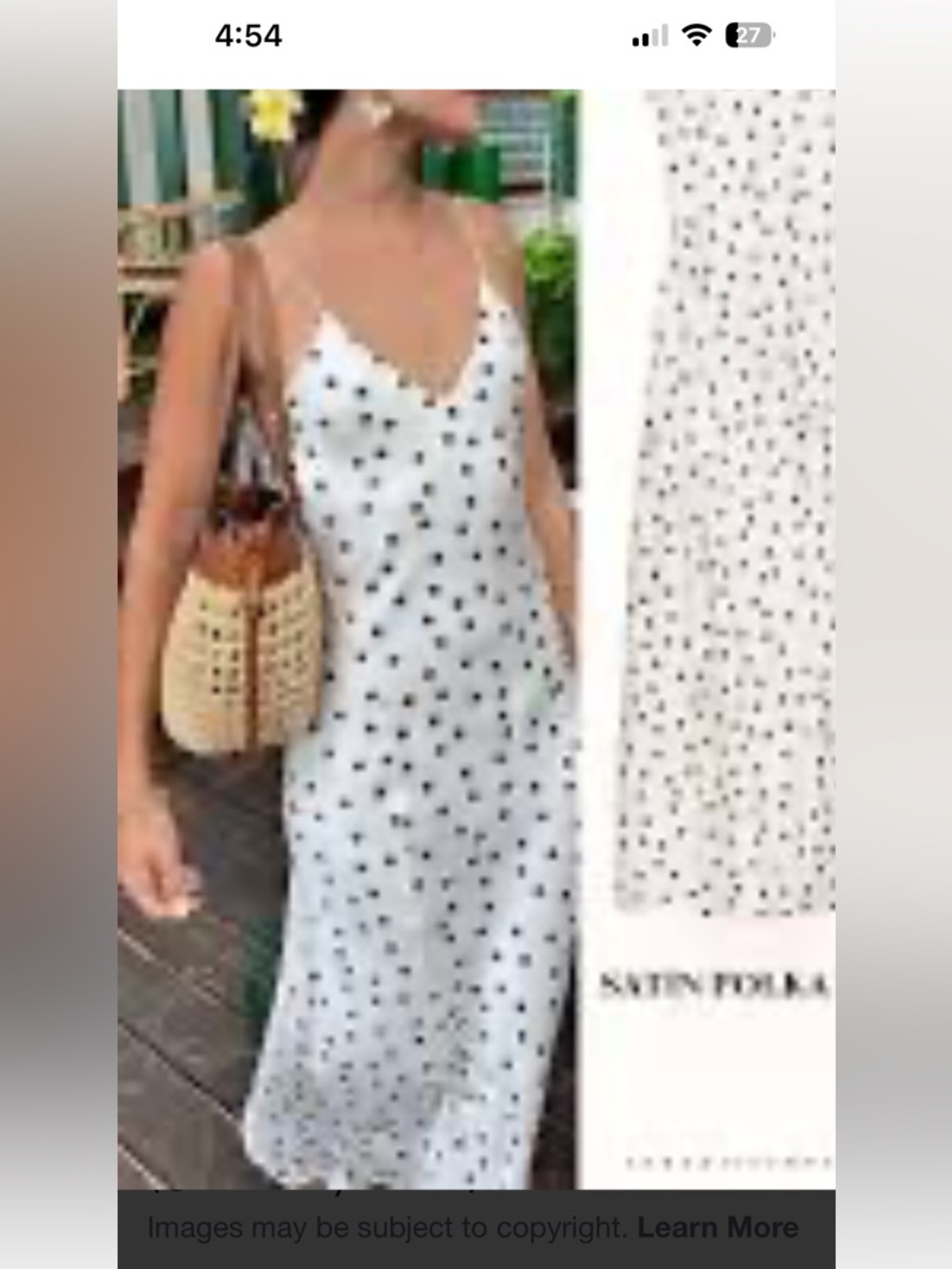 Zara Cream Slip Dress with brown Polka Dots